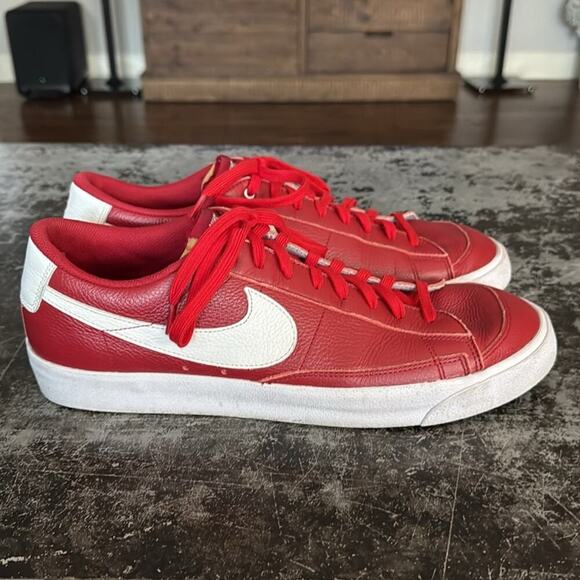 Nike Red Leather Blazer Low 77 Customized Sneakers Size 13 - Picture 3 of 7
